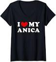 Amazon.com: I Love My Anica, I Heart My Anica V-Neck T-Shirt ...