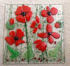 If you can't find it here we'll make it for you! Fused Glass Poppies Fused Glass Glass Fusing Projects Glass Fusion Ideas