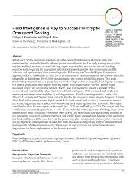 Pdf Fluid Intelligence Is Key To Successful Cryptic Crossword Solving