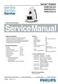 Philips Senseo Hd6554 10 11 14 Service Manual Free Download Philips Manual Service