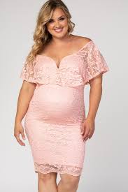Pink Plus Size Maternity Dresses Off Shoulder Maternity Dress Pink Maternity Dress Lace Maternity Dress