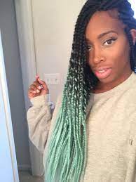 Natural Color Braids That Fade Down To The Most Pretty Mint Green Braids With Extensions Hair Styles Box Braids Hairstyles