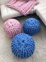 $159 · this chunky knit pouf is made from chunky cotton tube yarn. Chunky Knit Pouf Ottoman Cotton Tube Yarn Becozi