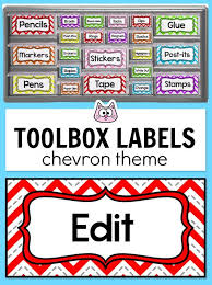 Chevron Theme Teacher Toolbox Supply Labels Classroom Decor Teacher Toolbox Labels Classroom Labels Teacher Toolbox