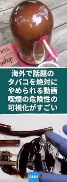タバコが絶対に辞められる動画が海外で話題 その衝撃の内容に戦慄せずにいられない 海外で話題のタバコを絶対にやめられる動画 喫煙の危険性の可視化がすごい タバコ 禁煙 健康 可視化 実験 海外 危険 ゾッ 健康 健康になる タバコ 禁煙