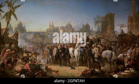 Indian Mutiny (Sepoy Mutiny) 1857-1859 : Mounted rebel Sepoys charging through the streets of Delhi May 1857 c1895 Engraving Stock Photo - Alamy