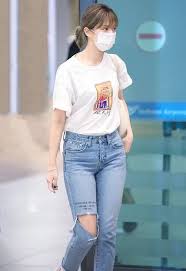 Letter Printed Ripped Jeans Jeongyeon Twice K Fashion At Fashionchingu Twice Clothing Fashion Korean Fashion