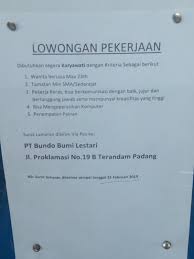 Lowongan kerja pabrik nikel bantaeng. Lowongan Kerja Padang Karyawati Bundo Bumi Lestasi Adsanjaya