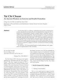 Check spelling or type a new query. Pdf Tai Chi Chuan An Ancient Wisdom On Exercise And Health Promotion