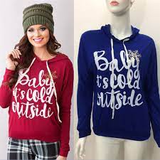 Women S Christmas Baby It S Cold Outside Winter Hoodie Sweatshirt Tops Best New Ebay