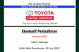 Find out more about our latest sedans, suv, mpv, 4x4 and other car models. Info Jawatan Kosong Terkini Toyota Capital Malaysia Sdn Bhd Selangor Jawatan Kosong Terkini