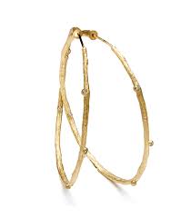 Options include silver, gold & platinum. Branch Textured Hoop Earrings With Diamond Accents