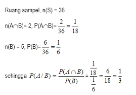Peluang (kemungkinan, probability) dari permukaan dadu yang tampak ketika dilempar. Peluang Kejadian Bersyarat