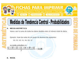 Todas las series de esta. Medidas De Tendencia Central Para Sexto De Primaria Fichas