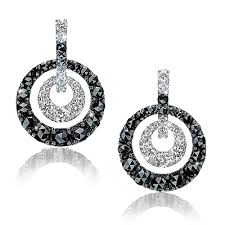 Black And White Diamond Hoop Earrings Pin On Black And White Jewels