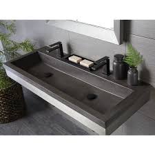 Their larger size makes it simple to add features such as drawers and extra storage space. Trough 48 Inch Nativestone Undermount Drop In Double Bathroom Sink 48 X 19 X 5 Overstock 18235332