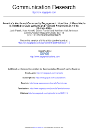 Pdf America S Youth And Community Engagementhow Use Of Mass Media Is Related To Civic Activity And Political Awareness In 14 To 22 Year Olds