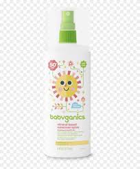 Advice from the international association for medical assistance to travellers also says to apply the sunscreen first and deet second. Babyganics Mineral Based Sunscreen Spray 50 Spf 6oz Plastic Bottle Clipart 2604018 Pikpng