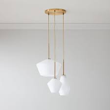 Sculptural Glass 3 Light Geo Chandelier Milk