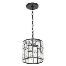 Home Decorators Collection Kristella 1 Light Matte Black Pendant With Clear Crystal Shade 30685 Hbb The Home Depot Black Pendant Black Pendant Light Crystal Pendant Lighting