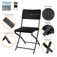 Magnifique table et chaise de jardin en resine tressee. Lot De 2 Chaises Pliantes De Jardin Ikayaa Noir Style Resine Tressee Walmart Com Walmart Com