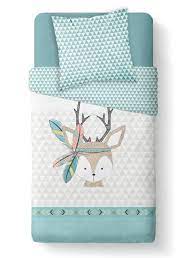 parure de lit 1 personne imprime renne bleu beige linge de lit kiabi parure de lit bebe parure de lit parure de lit enfant