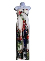 Robe ceinturée sans manches avec œillet en faux cuir. Robe Blanche Imprime Inkastyl Robe Longue Ample Et Douce Bustier Et