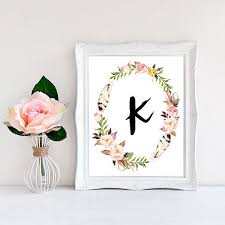 Printable Monogram Letter K Wall Art Boho Bedroom Decor Boho Print Letter K Wall Decor Letter K Print Cute Boho Wall Art Monogram Printable Boho Bedroom Decor