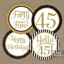 Black And Gold Cupcake Toppers Printable 45th Birthday Cupcake Toppers Black Gold 50th Birthday Cupcakes 60th Birthday Cupcakes Glitter Birthday