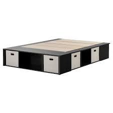 Full size contemporary platform bed with 3 storage drawers in white. Full Flexible Platform Bed With Storage And Baskets Black Oak South Shore Target