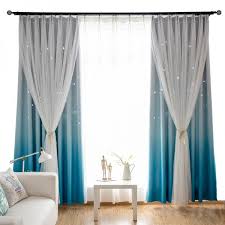Walmart.com has been visited by 1m+ users in the past month Layered Tulle Lace And Ombre Curtain Set For Living Room White 4 Prong Pinch Pleat 80 W X 63 L Window Drapes Blue Blackout Curtains
