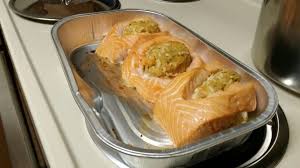 I put the spinach stuffing on top of the salmon instead of in the middle, sauted the stuffing at the. Fresh Stuffed Salmon Food Meals Salmon