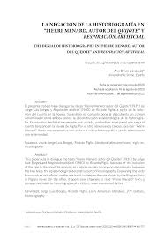 PDF) LA NEGACIÓN DE LA HISTORIOGRAFÍA EN “PIERRE MENARD, AUTOR DEL QUIJOTE  ” Y RESPIRACIÓN ARTIFICIAL