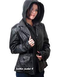 Leather Blazer With Fleece Hood Womens Leather Blazer With Fleece Hood And Lining Three Sew Button Fastening Detach Leather Blazer Leather Leather Jacket