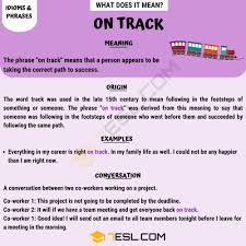 The two sets of figures just don't track. On Track Meaning The Definition Of The Idiom On Track With Useful Examples 7esl