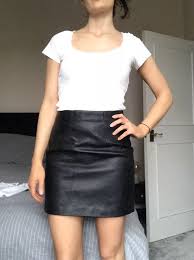 Black Leather A Line Mini Skirt Topshop Size 8 Black Leather Look A Line Mini Skirt Blogger Winter A Line Mini Skirt Mini Skirts Skirts