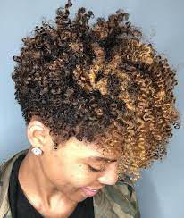 Curly Natural Tapered Hairstyle With Bangs Short Natural Hair Styles Tapered Natural Hair Tapered Hair