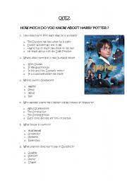 Or, what happens to your brain when you're lost in a book. English Worksheets Quiz How Much Do You Know About Harry Potter