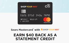A sears credit card may turn out to be a prized possession for you. Citi Sears Mastercard 40 Statement Credit With 50 Spend Miles To Memories