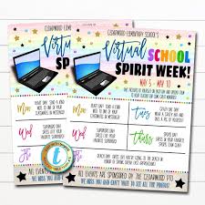 Virtual Spirit Week Itinerary Schedule Editable Template In 2020 School Spirit Week Spirit Week Teachers Appreciation Week Gifts