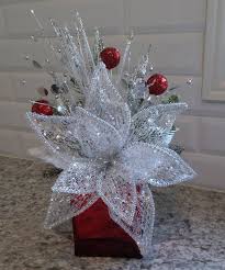 Red White And Silver Glitter Christmas Flower Arrangements Christmas Floral Arrangements Christmas Centerpieces Diy