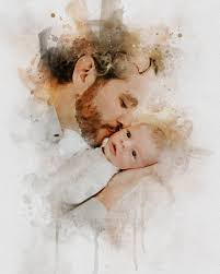 Fathers Day Gift From Wife & Daughter, First Father's Day Gift, Father Son  Painting Portrait From Photo,father's Day Gift From Grandkids