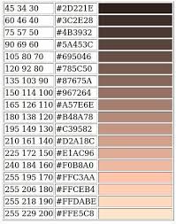Rgb Values For Skin Tones Guidelines Caucasian R B 1 5 G