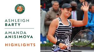 World number one ashleigh barty has decided not to defend her french open tennis title this year, pulling out of the tournament because of coronavirus. Ashleigh Barty Vs Amanda Anisimova Semi Final Highlights Roland Garros 2019 Youtube