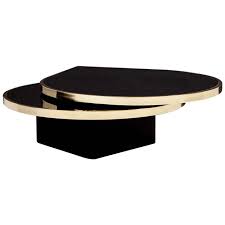 Black Glass And Brass Teardrop Swivel Cocktail Table By Dia Signed Coffee Table Table Decor Living Room Gold Coffee Table