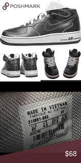 Nike Air Force 1 Mid Black Gray High Top 5 Youth New Without