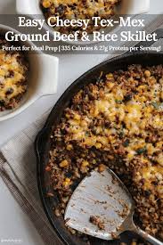 Drain the beef and return it to the skillet. Tex Mex Ground Beef And Rice Skillet Kinda Healthy Recipes