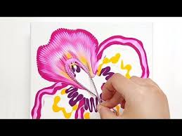 162 Acrylic Pouring How To Paint Colorful Flower With Ball Chain Designer Gemma77 Youtube Pouring Painting Acrylic Pouring Art Flower Painting