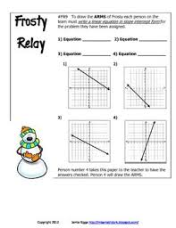 Equation Writing Frosty Relay Writing Equation Of A Line Teaching Algebra Teaching Mathematics Teaching Middle School Maths