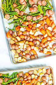 For a light dinner, try this simple and yummy recipe! One Pan Chicken Sausage With Roasted Asparagus And Potatoes Catz In The Kitchen